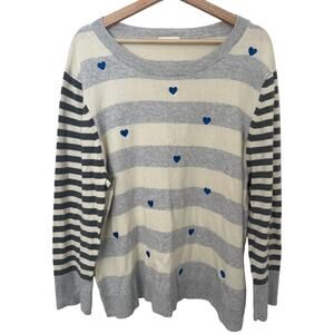 Lisa Todd Sweater Skip A Beat Stripes w/ Hearts Large (est)